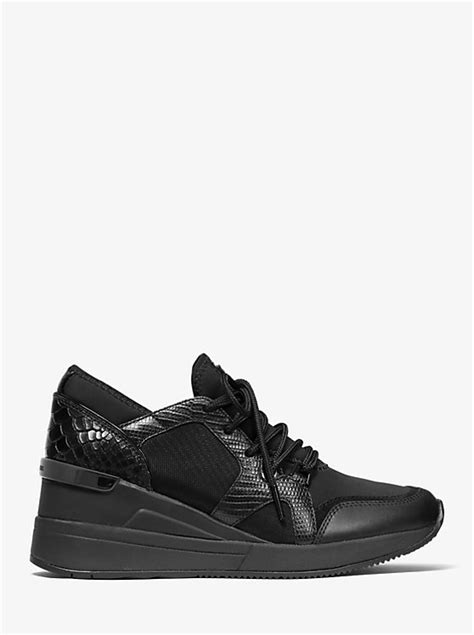 michael kors liv trainer sneakers|Liv Scuba and Lizard Embossed Leather Trainer .